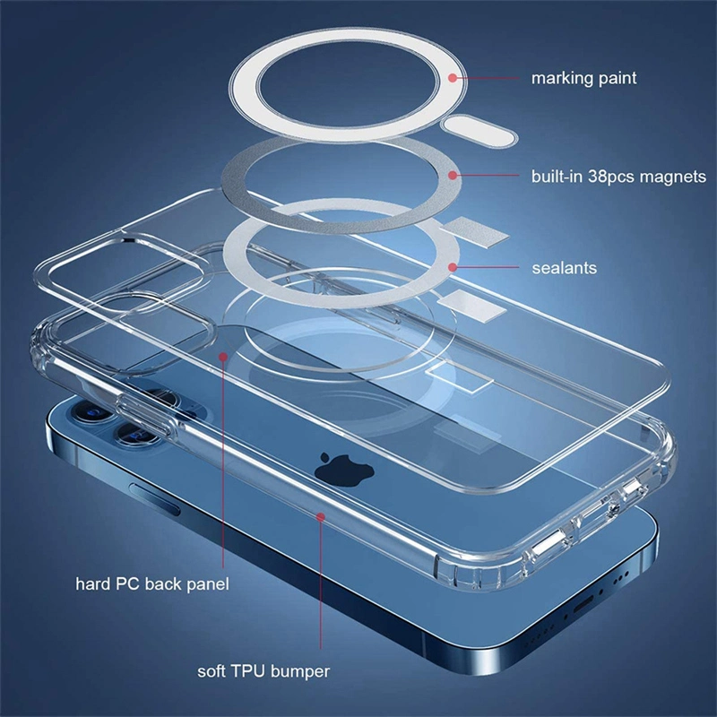 Nueva caja de carga inalámbrica magnética transparente transparente de poliuretano termoplástico transparente para Teléfono