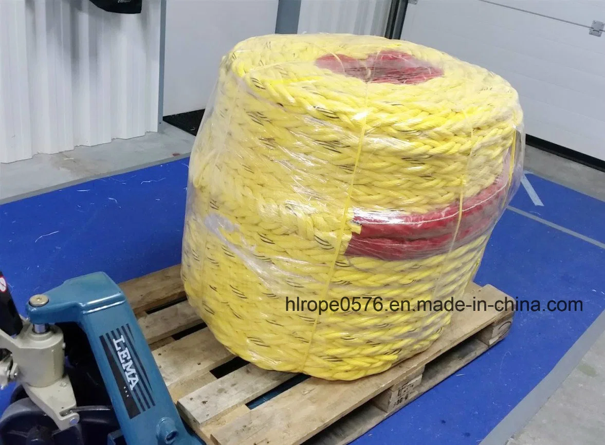 88mm 8-Strand Polypropylene Yellow Mark Line Black Rope Mooring Rope