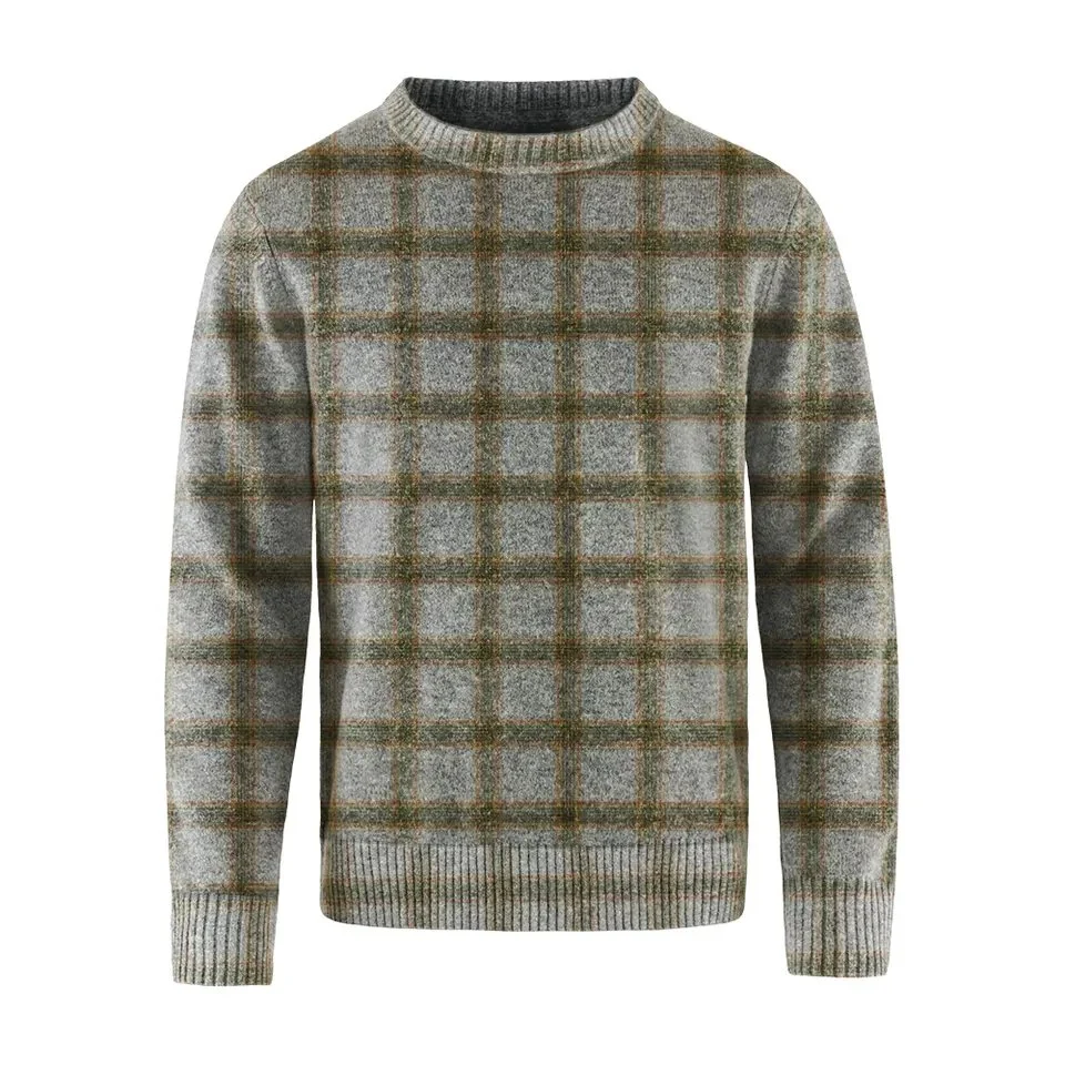 Long Sleeve Plaid Custom Plus Size Pullover Winter Sweater Men's Crewneck Knitted Cotton Men Sweaters