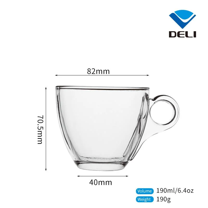 Sustainable Eco Friendly 190ml 6.4oz Custom Soda Lime Glass Coffee Tea Cup Mug Sets with Saucer