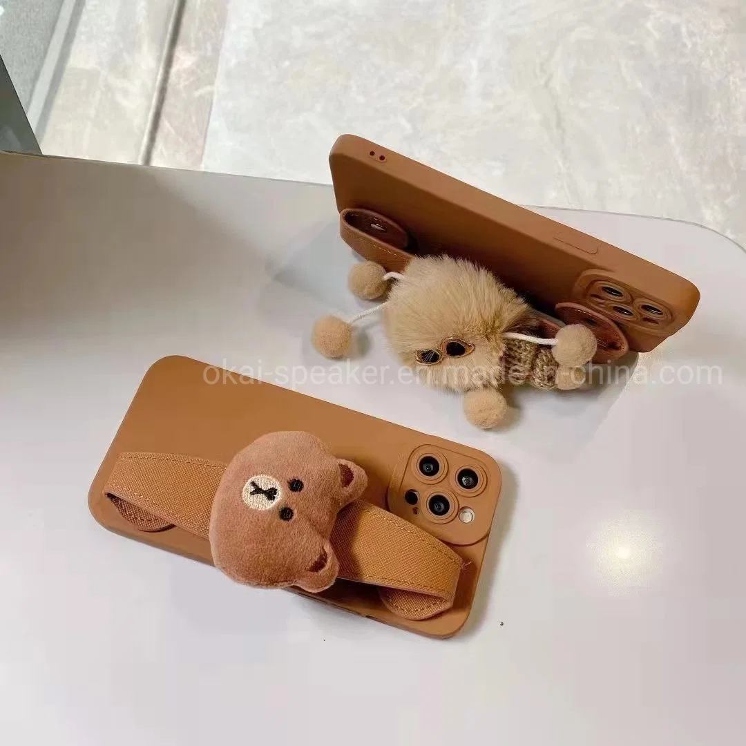 New Cartoon Toys Bear Wristband Holder Stand Mobile Phone Case