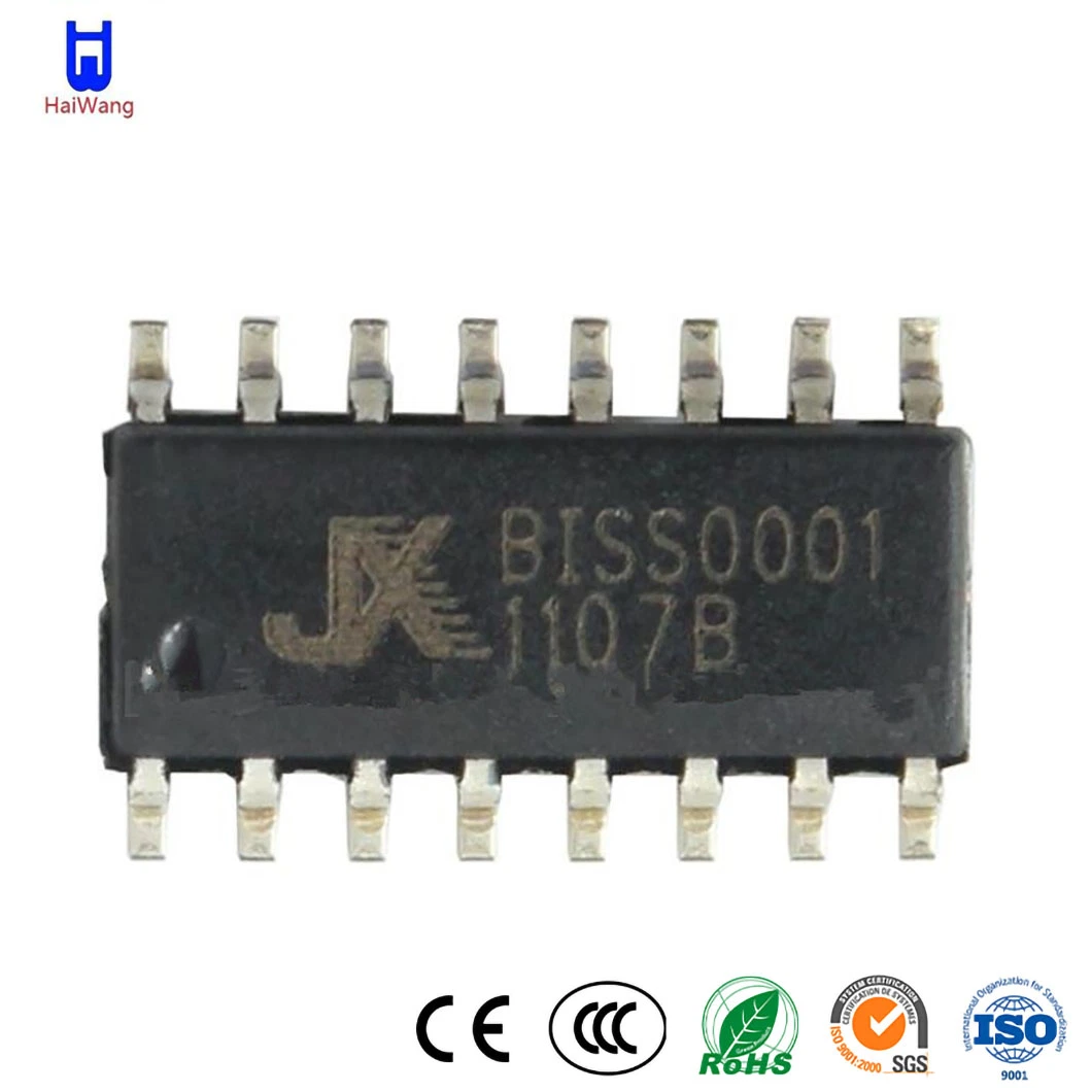 Haiwang Integrated Circuit Biss0001 Electronic Components Low Price Sensor IC شريحة معالج إشارة الأشعة تحت الحمراء الحثية المتكاملة في الصين Biss0001 Factory