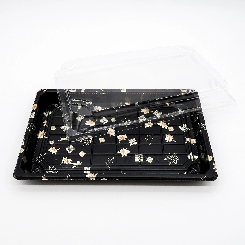 Disposable Rectangle Plastic Anti-Fog Sushi Container Tray for Package Tableware