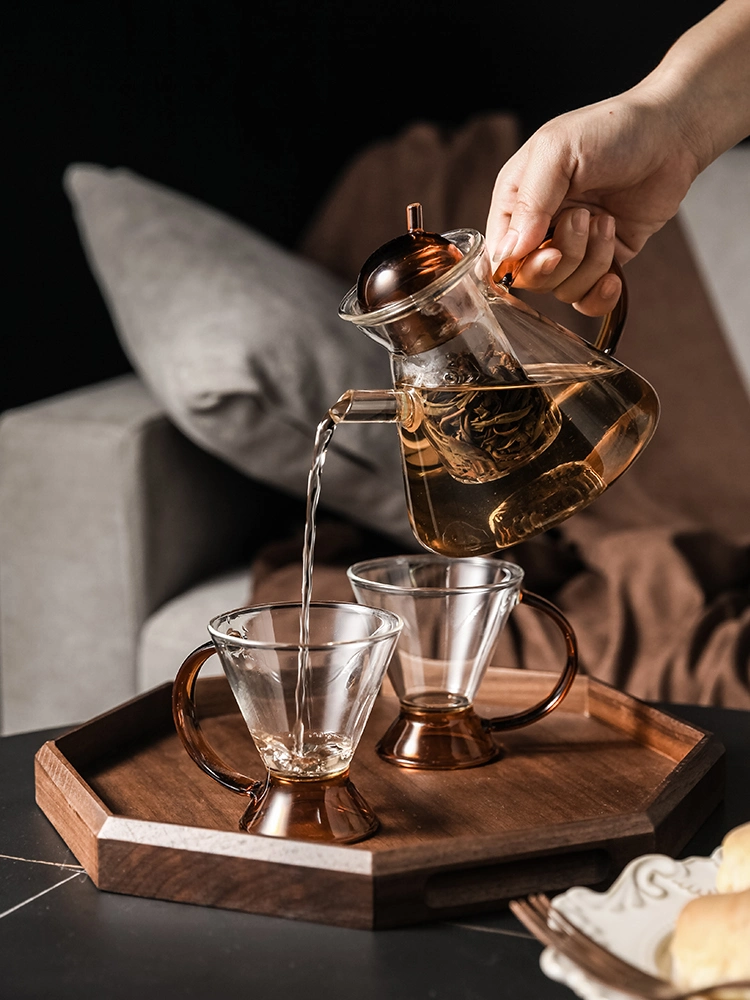 Chinese Style Christmas Gift Fancy Borosilicate Glass Tea Pot Set