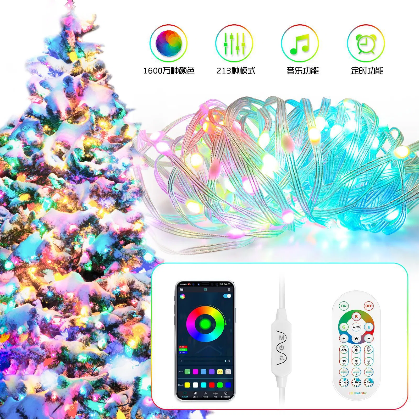Fairy Lights Plug in, Color Changing Firecracker Lights Waterproof Cluster Starry String Lights with APP & RF Remote, Music Sync Firefly Lights for Christmas