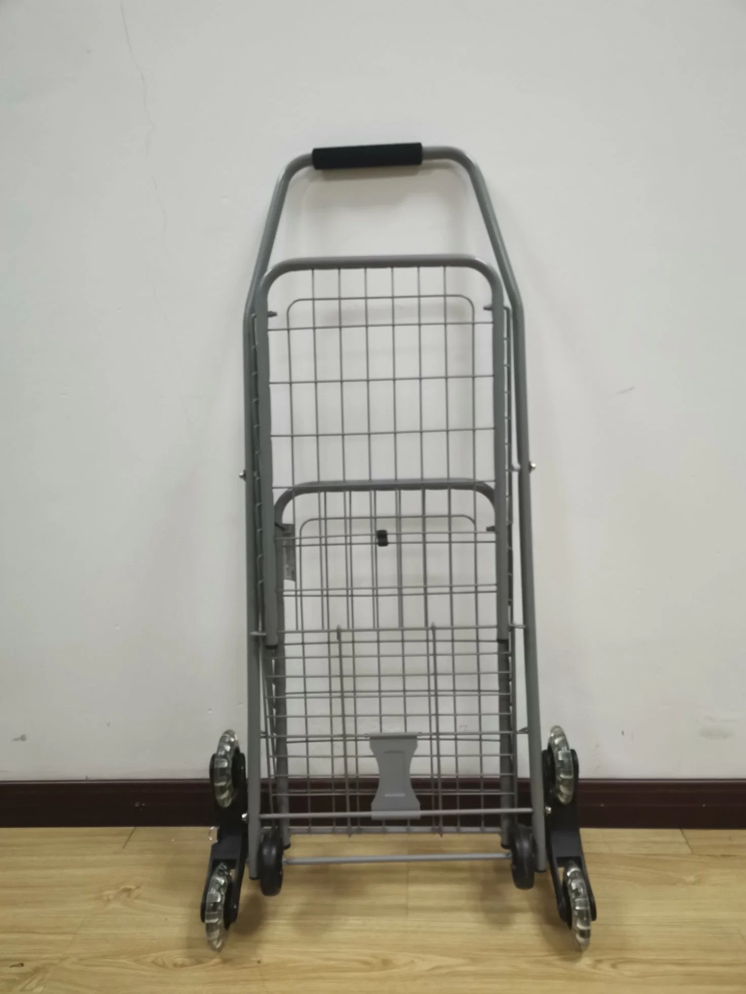 China Supermarket Metal Durable Folding Stair Climbing Cart Foldable Shopping Trolleys