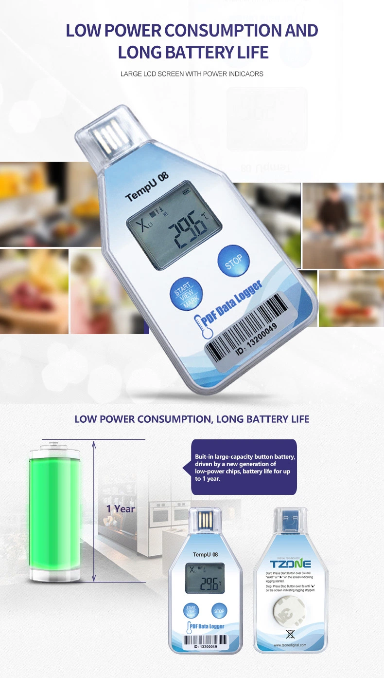 2021 China Manufacturer Tempu08 Single Use USB Temperature Data Loggers