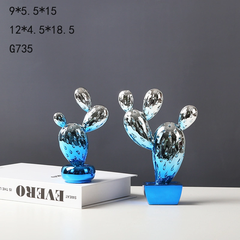 Electroplating Cactus Handmade Resin Crafts for Home and Office Decoration