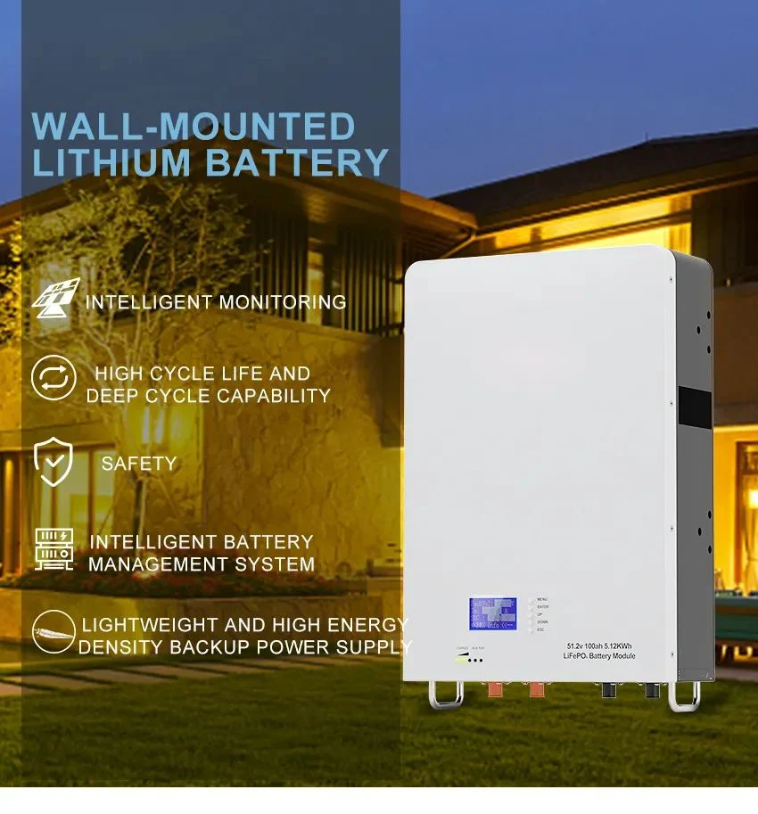 Le tout nouveau système de stockage d'énergie domestique compact Powerwall 48 V 200 ah 10 kwh Système mural batterie solaire 6000 cycles 10 kw mur d'alimentation