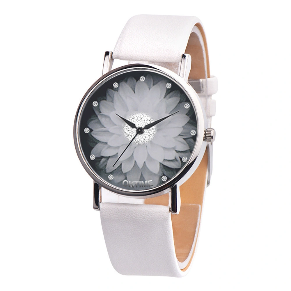 Quartz Uhr Gelb Blume Casual Watch Frauen Runde Drop Versand Uhr Ladies Simple Watch Esg17686