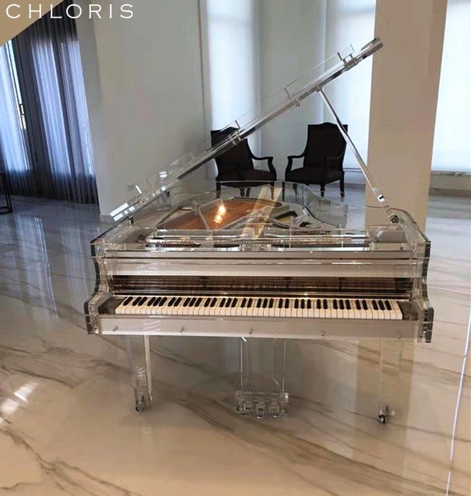 Crystal Klavier Grand Piano Hg186A Silver Colour with Transparent Bench