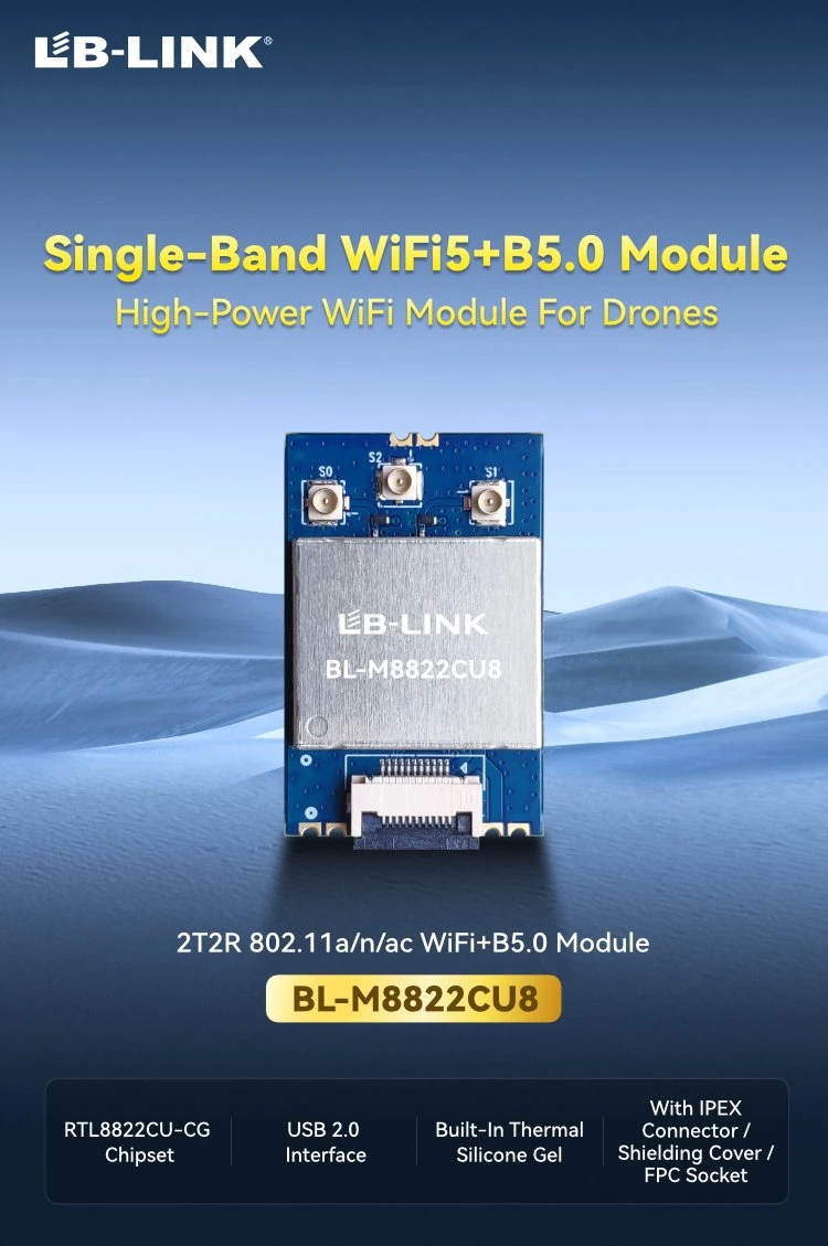 LB-LINK BL-M8822CU8 IPTV módulo sólo para teléfono función de tarjeta inalámbrica B5,0 Con B Baja Energía todo en una red Gigabit WiFi Banda base WLAN compatible con tarjeta 2T2R
