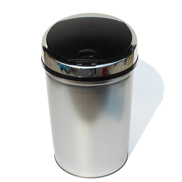 35L Waterproof Electronic Stainless Steel Sensor Trash Can Automatic Sensor Dustbin Infrared Rubbish Bin Round Indoor Garbage Bins for House and Outdoor