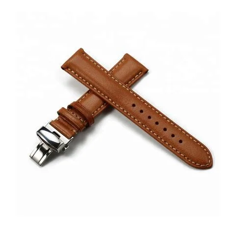 High Quality First Layer Cowhide Butterfly Clasp Watch Band