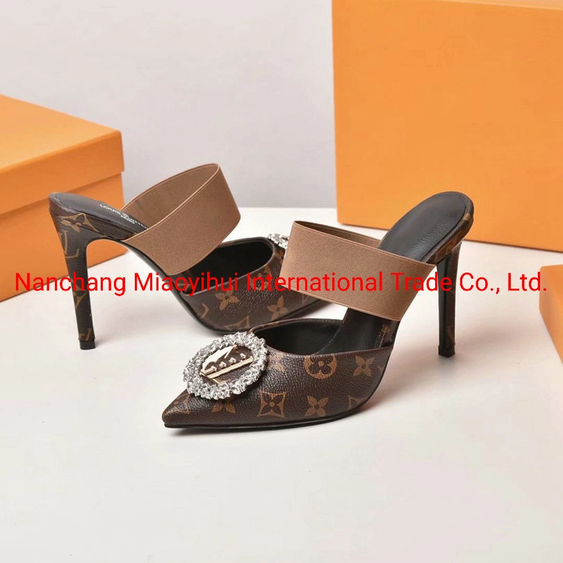 Ladies Lady Women Designer Luxury Brand PU / Real Leather Shoulder Wallets Slipper Shoes