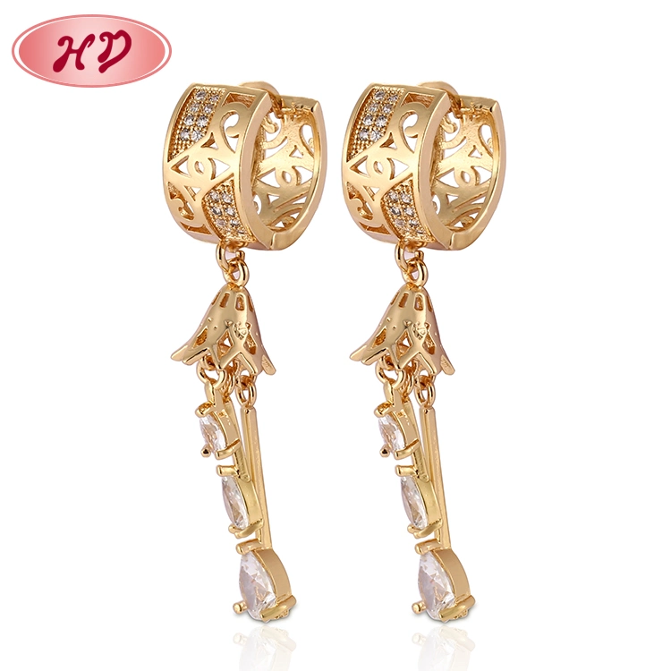 2020 Hot Wholesale/Supplier Wedding Fashion Jewelry 18K Gold Hook Earrings with Rhinestone for Women