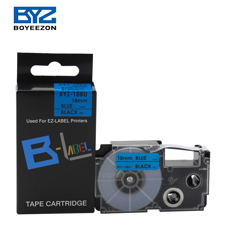 Byz-18bu Black on Blue 18mm*8m Compatible Casio Casse Tte Label Tapes