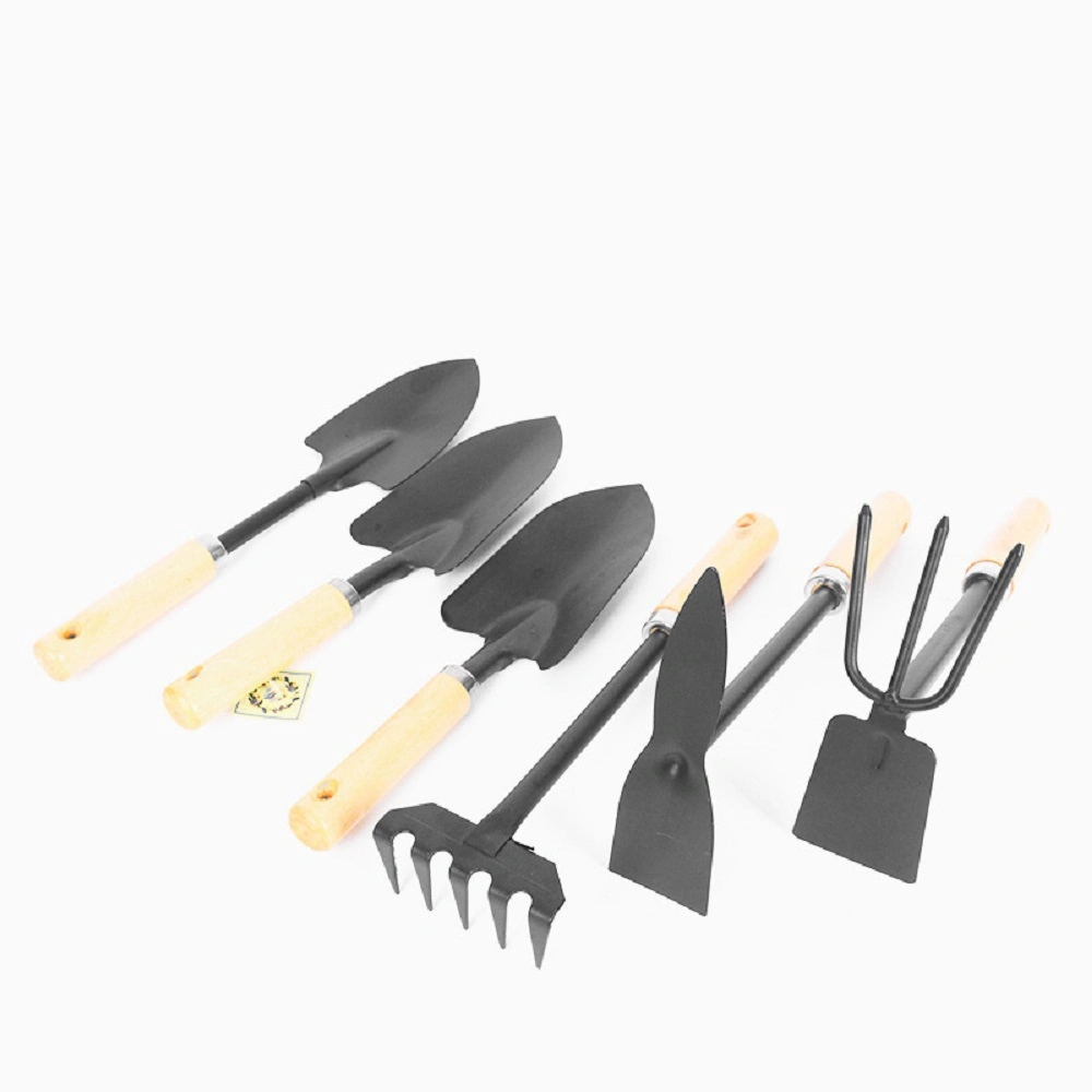 Garden Tool Set, 6 Piece Cast- Duty Gardening Kit Wholesale Garden Tool Set with Wooden Handle Steel Garden Tool Esg17749