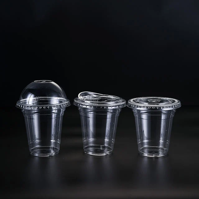 Fabrik Direktverkauf 95 Kaliber transparent PLA 20oz 16oz 12oz 9oz Einweg-Kunststoffbecher mit Dome Lidp durchsichtigen Kunststoffbecher Kunststoffbecher Lippen