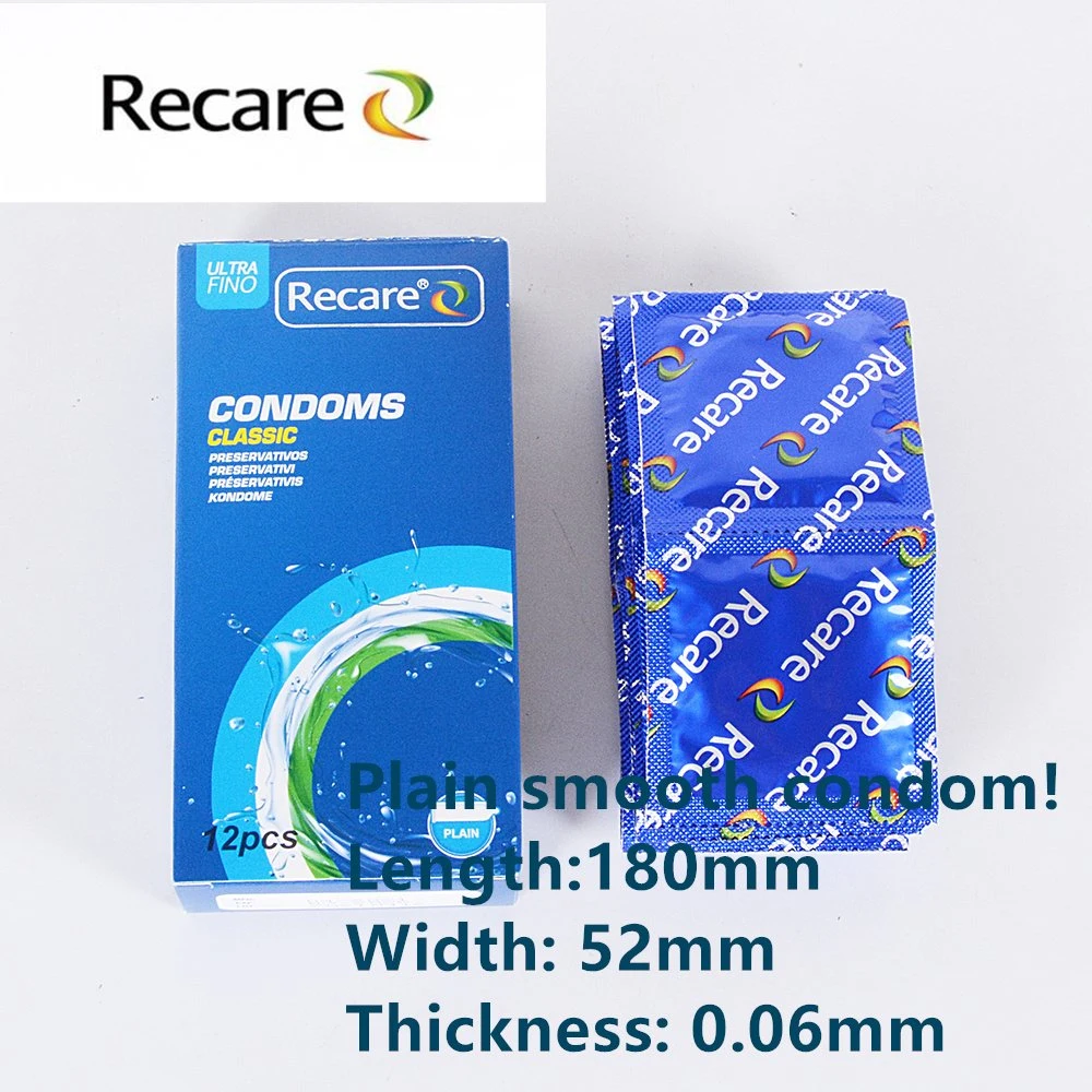 Recare Brand Latex Condom OEM Package الاستخدام الجنسي عادي سلس الواقي الذكري للرجال