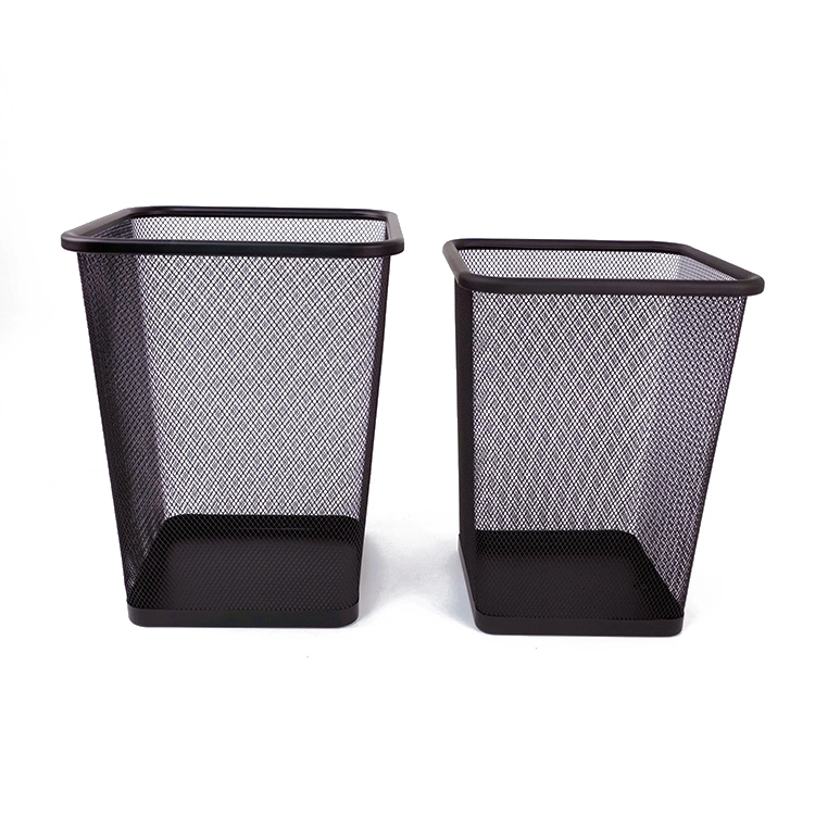 Paper Basket Trash Bin Round Square Metal Mesh Waste Bins Trash Can Dustbin Wastebasket Garbage Bin