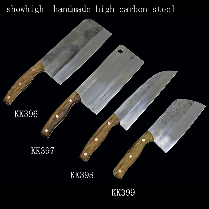 Ensemble de couteaux de cuisine en acier au carbone fait main - Couteau de chef, couteau Santoku, couteau hachoir Kk396.