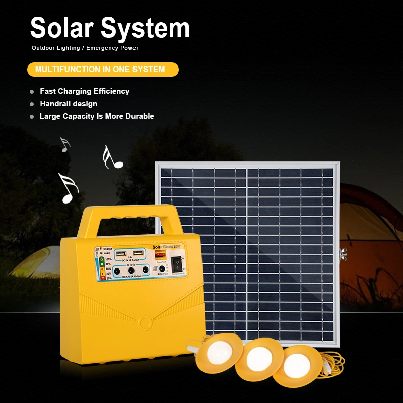 Outdoor Solar Portable Stations 20W Beleuchtungssystem integrierte Controller MP3 Playe Radio Funktion mit LED-Lampen