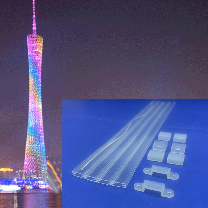 Transparant Rectangular Waterproof Extruded Flexible LED Strip Silicone Tube for 8mm, 10mm, 12mm PCB LED Lighting