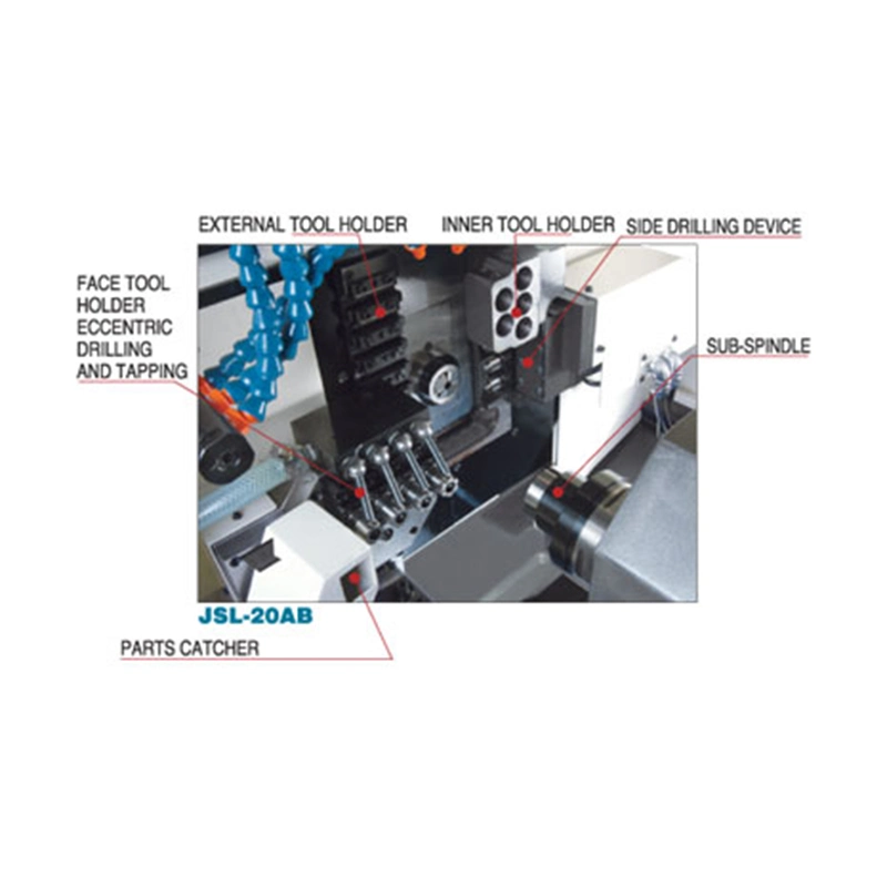 Torno Automático Suíço CNC de 7 Eixos de Alta Velocidade e Baixa Capacidade para Processamento de Alta Precisão (JSL-20AB)