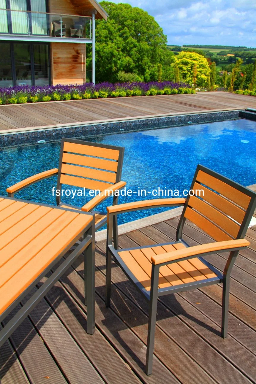 Morden Outdoor Furniture Home Hotel Restaurant Patio Garden Sets Dining Table Set Aluminum Rattan Plastic Wood Synthetic Wood Outdoor Chair