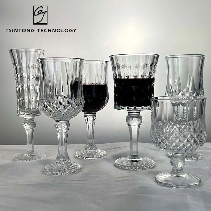 Os melhores Sale copos de água potável exclusivos em forma de diamante italiano Champanhe flautas vinho Goblet Cup Crystal Red Wine Glass Set