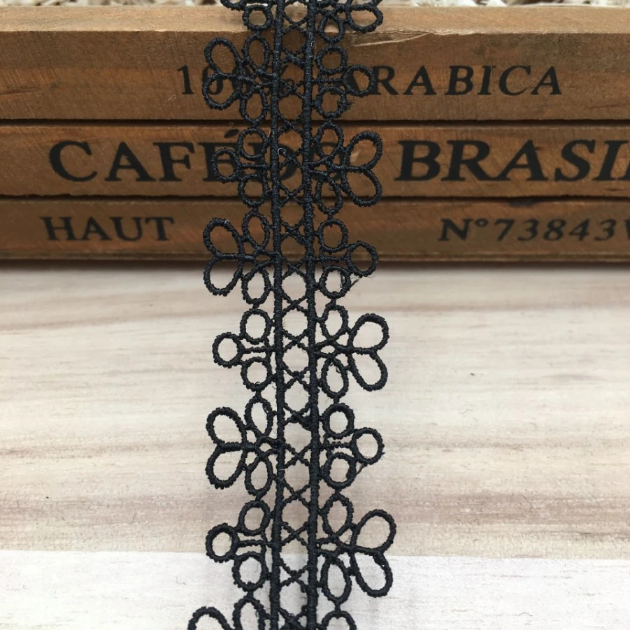 Tecido de atacadores em corte de lace preto bordado em tecido de croché em lace com atacadores Acessórios de costura artesanal DIY para construção de embarcações