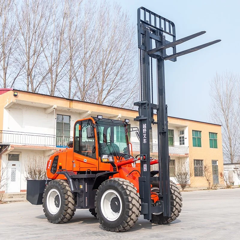 Carro elevador hidráulico 4x4 Diesel de 4 m utilizado no transporte em estrada