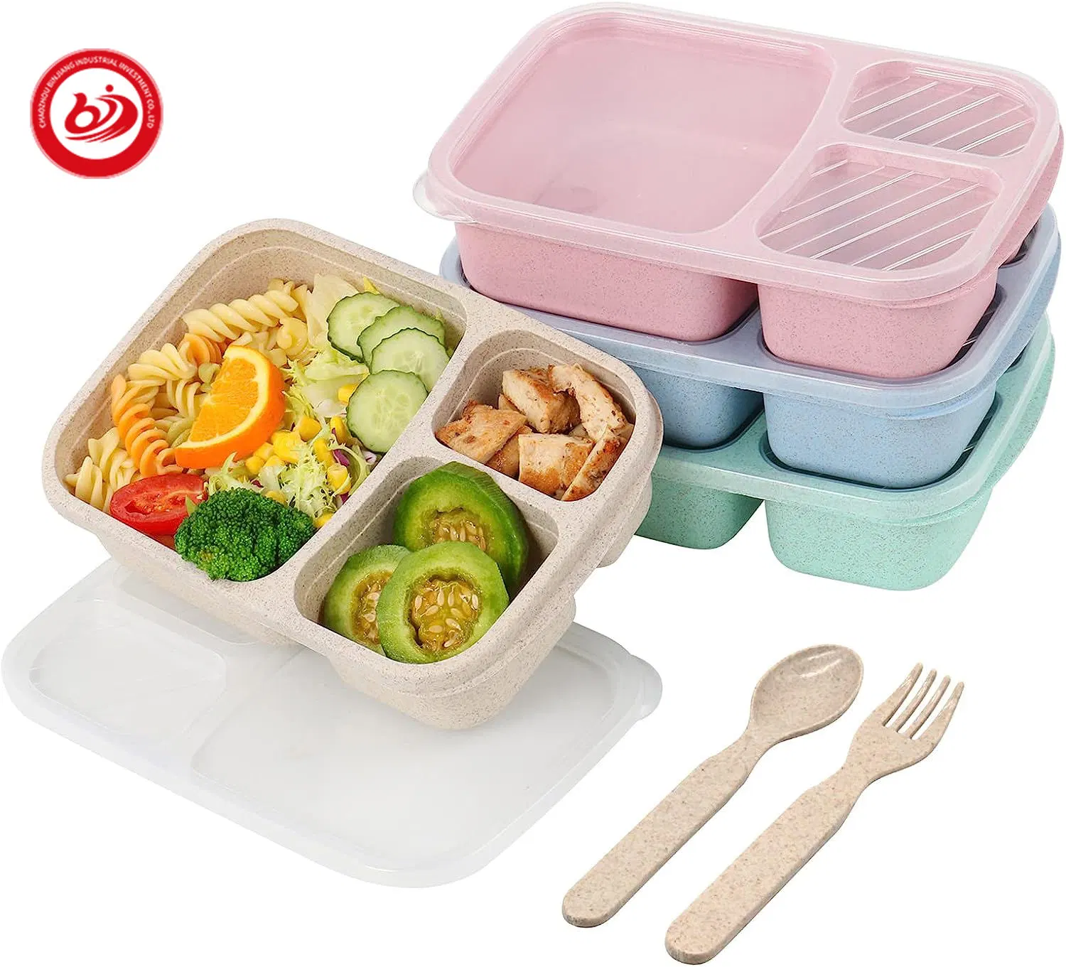 Comercio al por mayor de microondas portátiles ecológicas biodegradables seguro colorido paja del trigo Bento Box Lunch