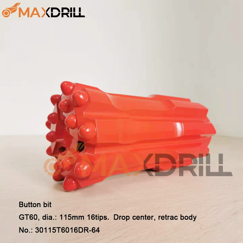 Maxdrill Barato preço Gt60 115mm saia Retrac Botão Rosca Bit