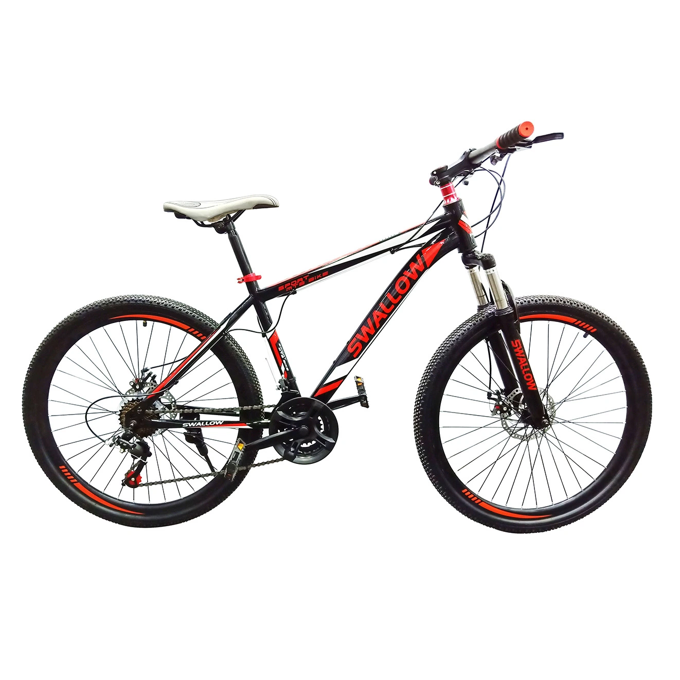 26" Fourche de suspension, VTT cadre en acier, Vélos de montagne Chine avec 21 vitesses, Jantes en alliage.