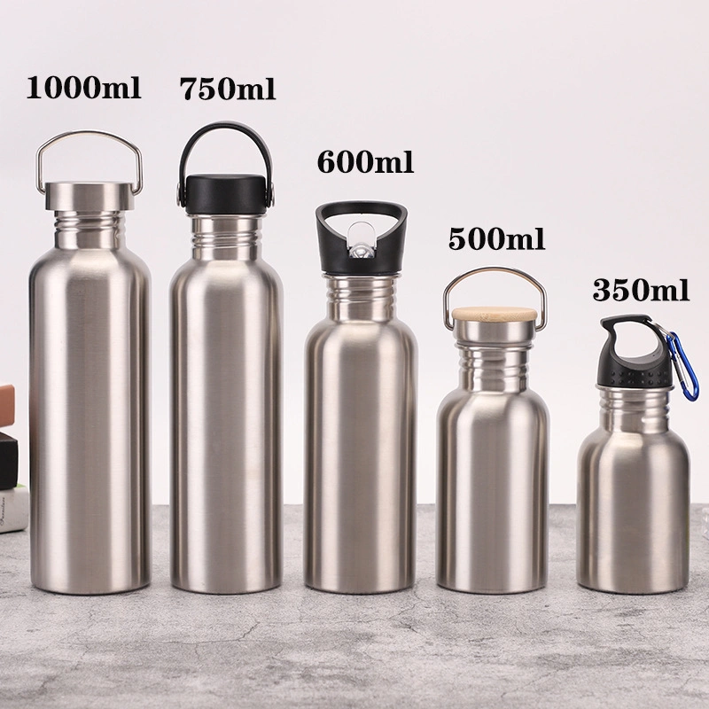 BPA Free Single Walled 304 Stainless Steel Travel Drinking Sports Water Bottle