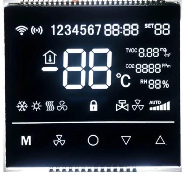 شاشة LCD ذات 7 قطاعات مزودة بشاشة عرض مخصصة لقياس درجة الحرارة والرطوبة