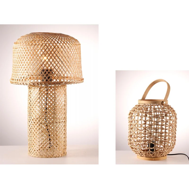 Rattan or Bamboo Lamp Shade Covers Rectangular&Cone Shape Cloth Lampshade E27 E14 Lighting Accessories