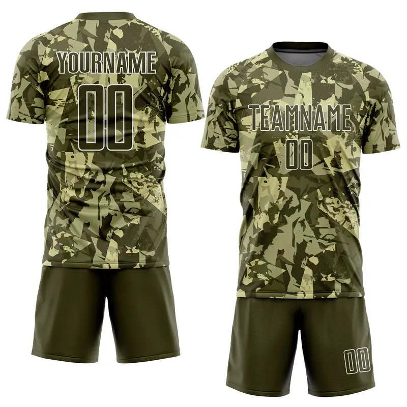 2022 Nuevo diseño Quick Dry Camo Youth Adult mejor fútbol Conjunto de camiseta de fútbol uniforme logotipo personalizado Sublimation ropa de fútbol Traje de los equipos de los clubes