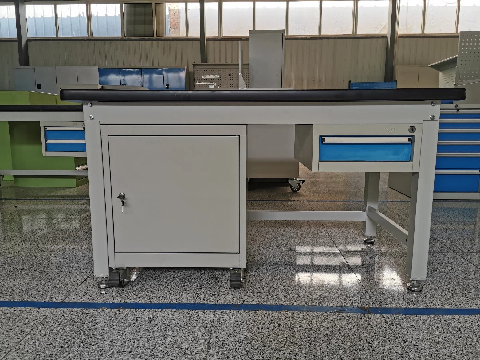 2.1 Meter Steel Industrial Workbench with 1 Drawer and Material Shelf