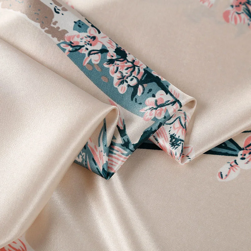 Actory Directly Selling Bridal Printed Floral Stretch Satin Fabric for Garment Dress