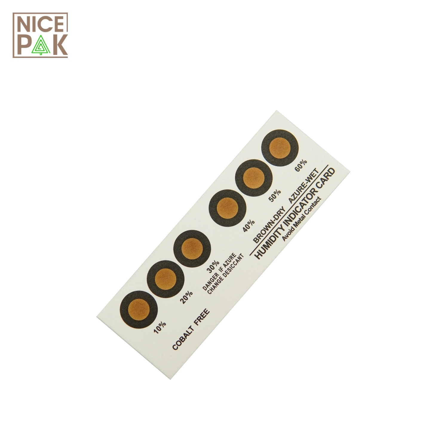 3 Dots 5%-10%-15% Cobalt Free Brown to Azure Hic Humidity Sensor Cards for Electronics Packaging