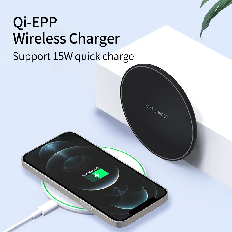 Cargador inalámbrico Qi-Certified 15W máx. Fast Pad de carga inalámbrica compatible con I Phone 12