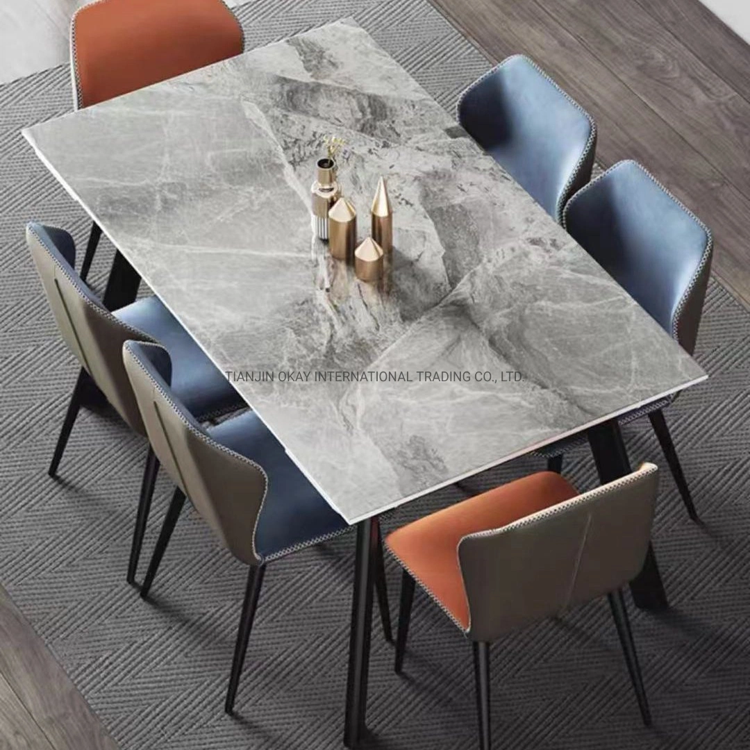 Italiano Dobra moderno mobiliário extensível mesa de jantar define Luxury 6 cadeiras sinterizada pedra mármore de cerâmica de mesa de jantar