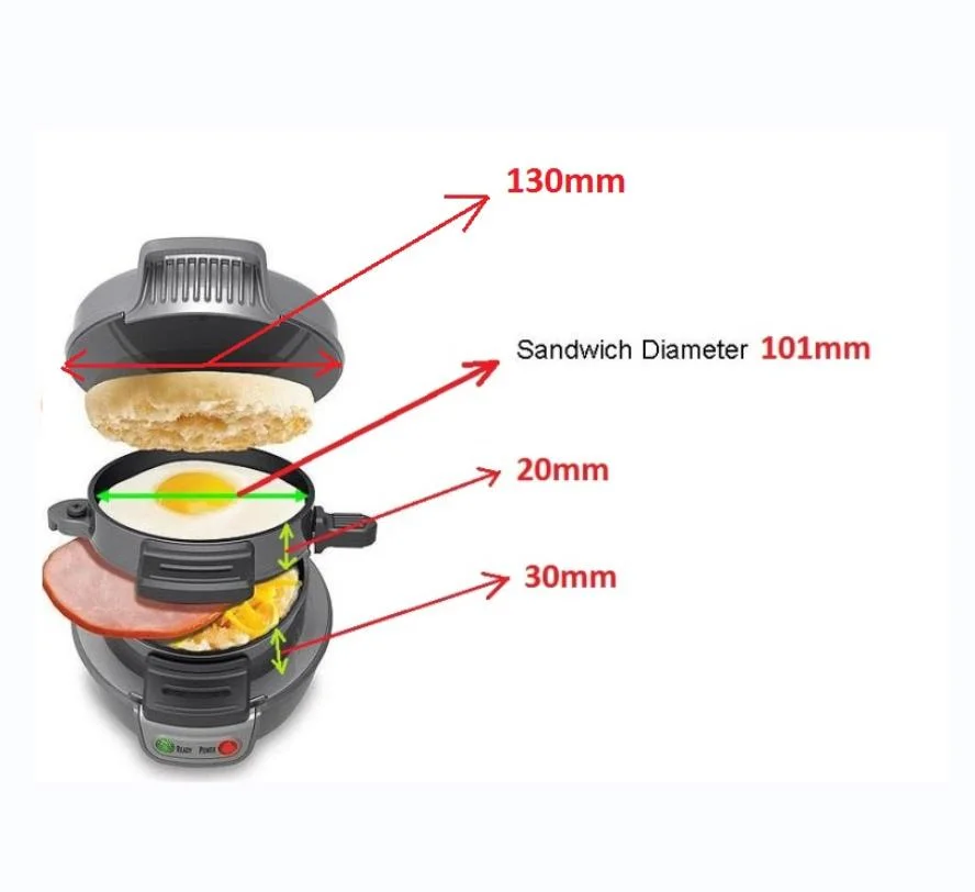 600W Hamburger Maker Desayuno Sandwich Maker