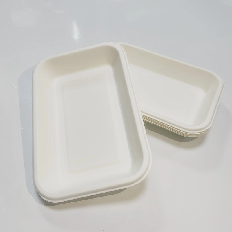 Compostable biodegradables de bagazo de caña de azúcar de la bandeja de alimentos bandejas de pulpa de papel desechables, titular de la comida vajilla