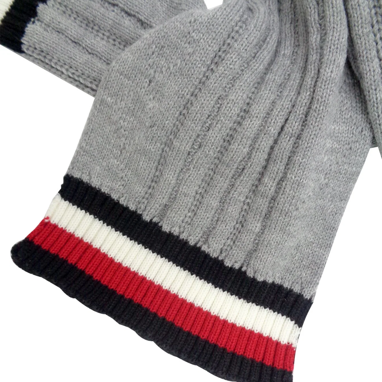 Custom Winter Warm Women Knitted Jacquard Stripe Scarf