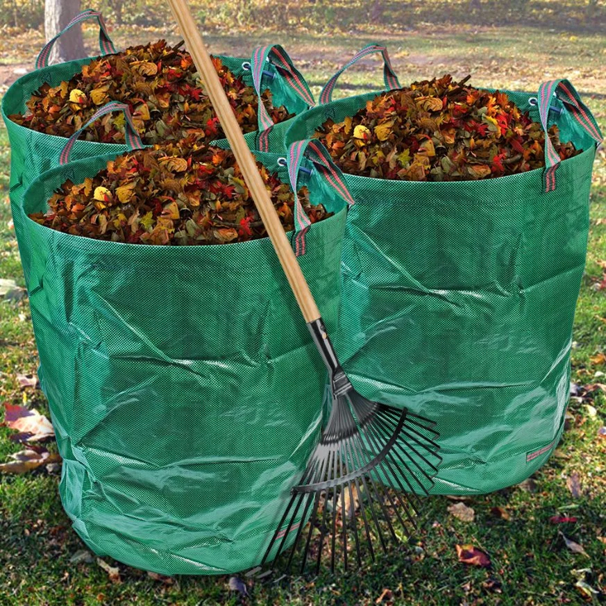 Waste Garden Bag 120L 150L Portable Canvas Gardening Leaf Waste Bag