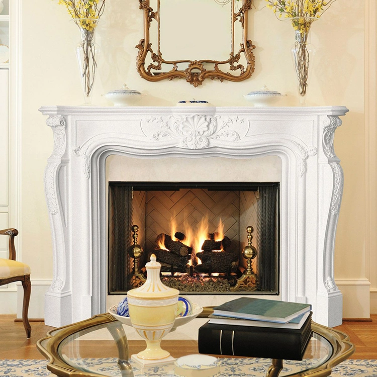 Un design classique cheminée en marbre blanc de Mantel pour l'intérieur